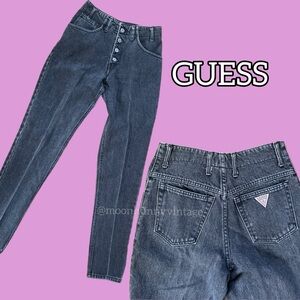 Vintage GUESS Jeans Tapered Gray High Rise Jeans Exposed Button Fly 39005 USA 28